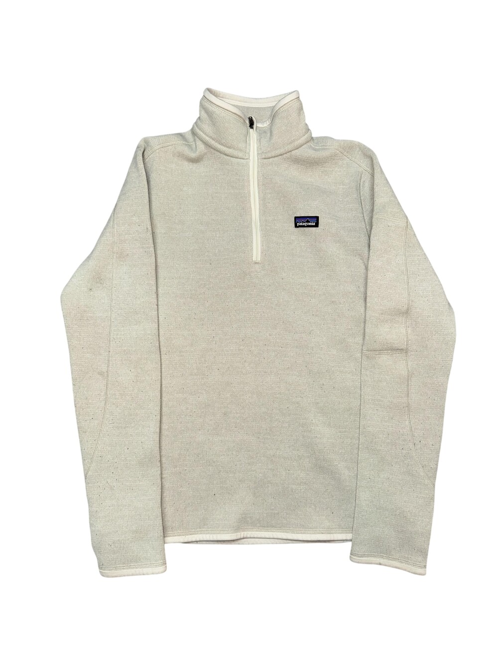 Patagonia Sweater Womens Medium White 1/4 Zip Fleece Pullover Pocket Mock Neck